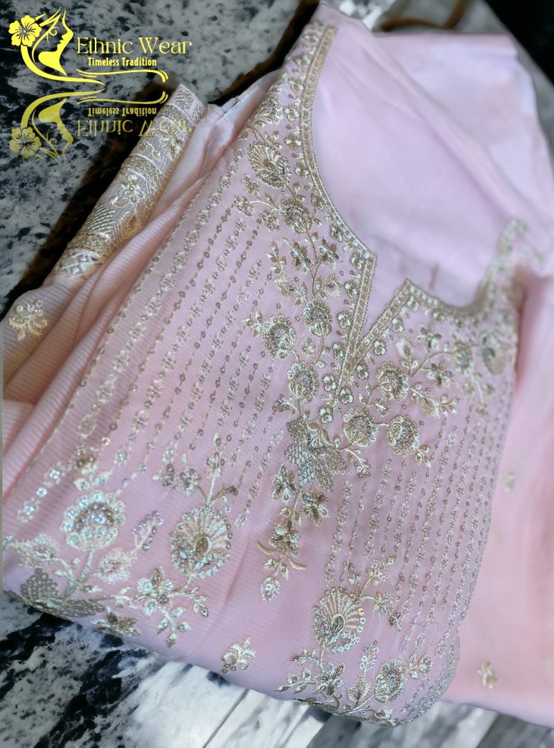 𝐈𝐧𝐝𝐢𝐚𝐧 𝐋𝐮𝐱𝐮𝐫𝐲 𝐂𝐡𝐢𝐟𝐟𝐨𝐧 𝐆𝐞𝐨𝐫𝐠𝐞𝐭𝐭𝐞 𝟯 𝗽𝗶𝗲𝗰𝗲 | Ethnic Wear