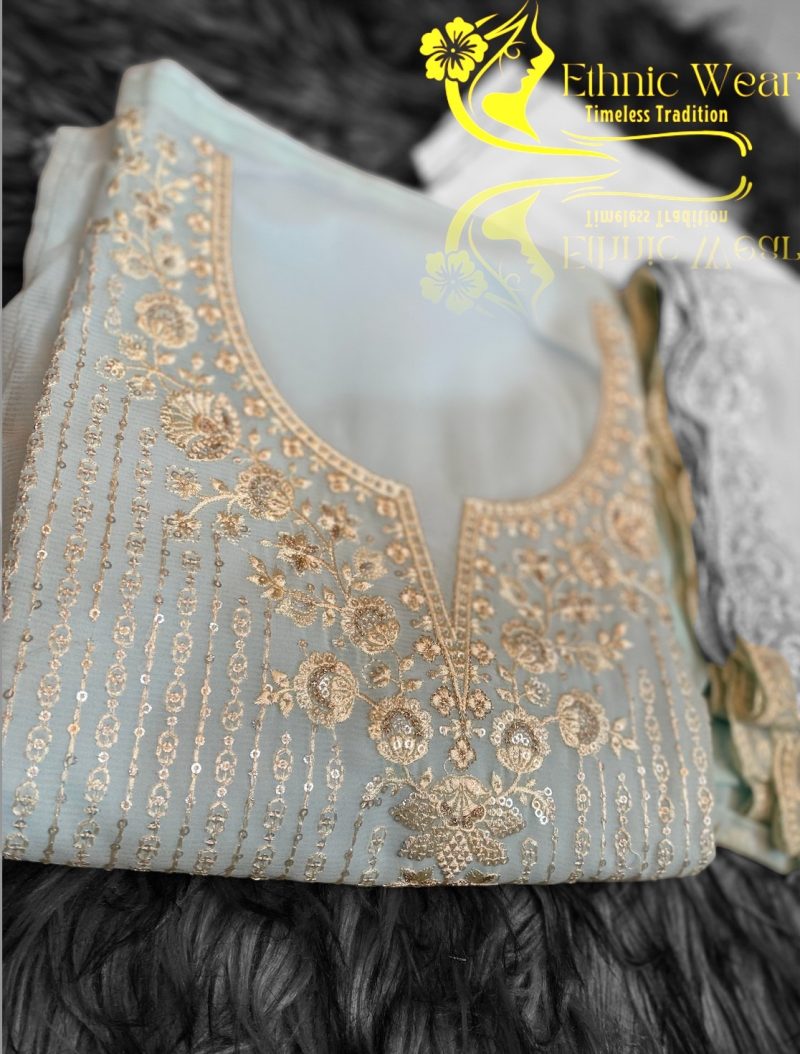 𝐈𝐧𝐝𝐢𝐚𝐧 𝐋𝐮𝐱𝐮𝐫𝐲 𝐂𝐡𝐢𝐟𝐟𝐨𝐧 𝐆𝐞𝐨𝐫𝐠𝐞𝐭𝐭𝐞 𝟯 𝗽𝗶𝗲𝗰𝗲 | Ethnic Wear