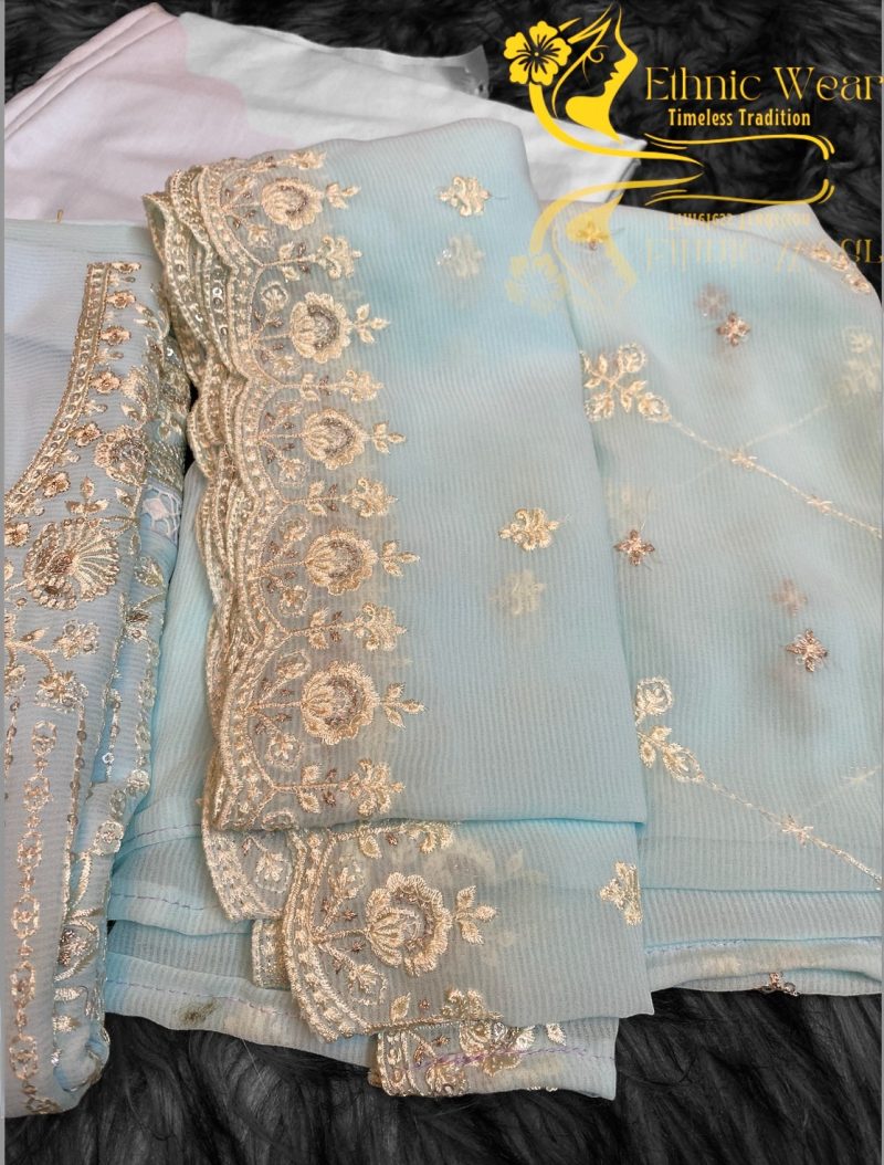 𝐈𝐧𝐝𝐢𝐚𝐧 𝐋𝐮𝐱𝐮𝐫𝐲 𝐂𝐡𝐢𝐟𝐟𝐨𝐧 𝐆𝐞𝐨𝐫𝐠𝐞𝐭𝐭𝐞 𝟯 𝗽𝗶𝗲𝗰𝗲 | Ethnic Wear