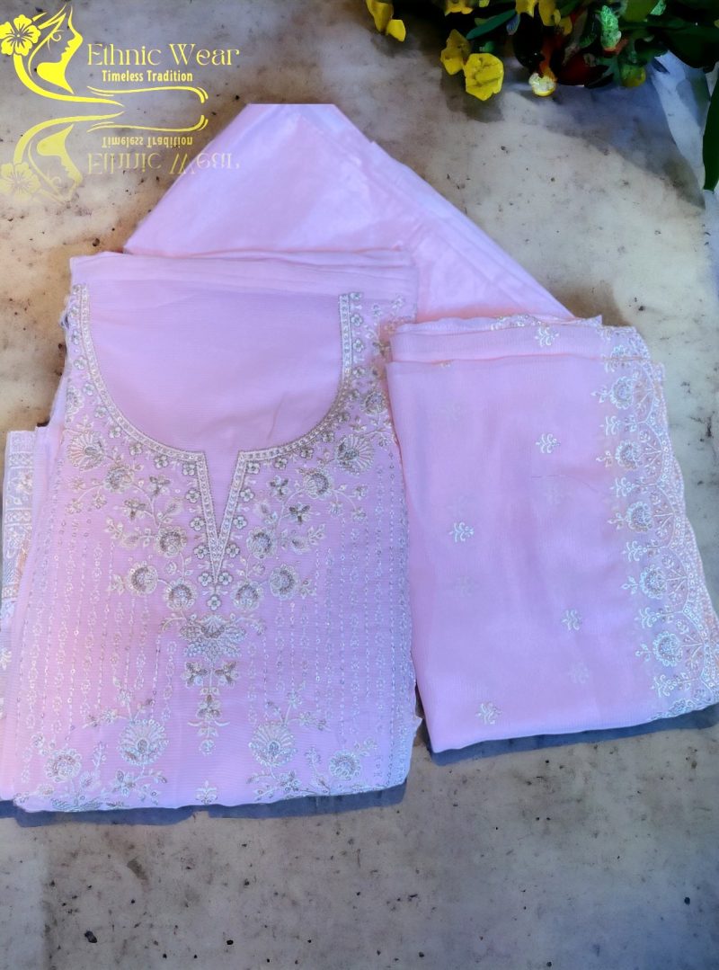 𝐈𝐧𝐝𝐢𝐚𝐧 𝐋𝐮𝐱𝐮𝐫𝐲 𝐂𝐡𝐢𝐟𝐟𝐨𝐧 𝐆𝐞𝐨𝐫𝐠𝐞𝐭𝐭𝐞 𝟯 𝗽𝗶𝗲𝗰𝗲 | Ethnic Wear