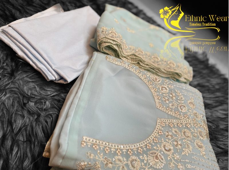𝐈𝐧𝐝𝐢𝐚𝐧 𝐋𝐮𝐱𝐮𝐫𝐲 𝐂𝐡𝐢𝐟𝐟𝐨𝐧 𝐆𝐞𝐨𝐫𝐠𝐞𝐭𝐭𝐞 𝟯 𝗽𝗶𝗲𝗰𝗲 | Ethnic Wear
